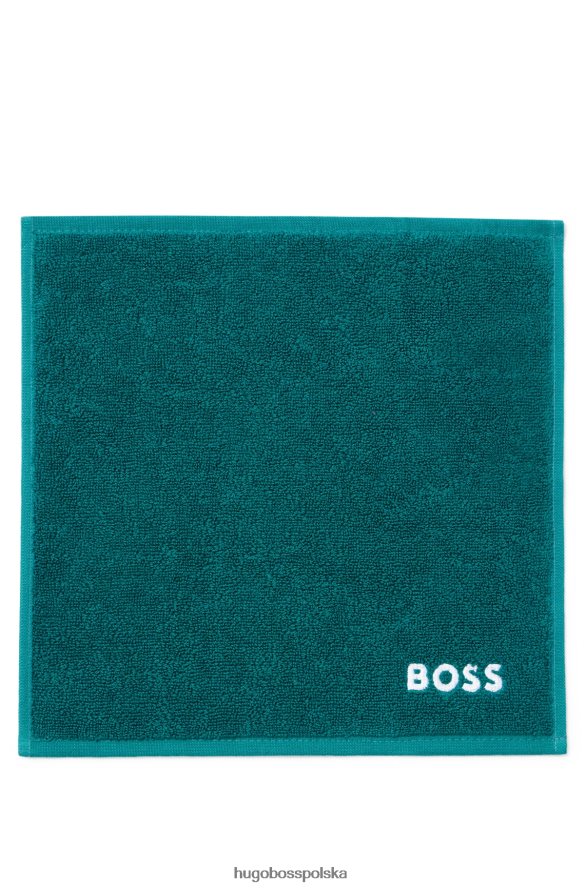 Hugo Boss ciemnozielona chusteczka do twarzy Hugo z egipskiej bawełny z kontrastowym logo ciemnozielony R0X0H65553