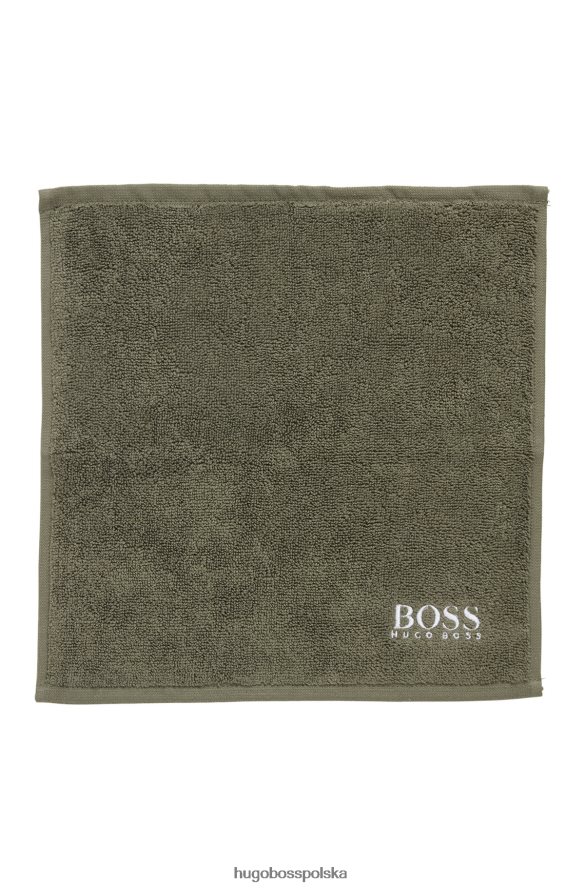 Hugo Boss ciemnozielona chusteczka do twarzy hugo z egipskiej bawełny z kontrastowym logo ciemnozielony R0X0H65560