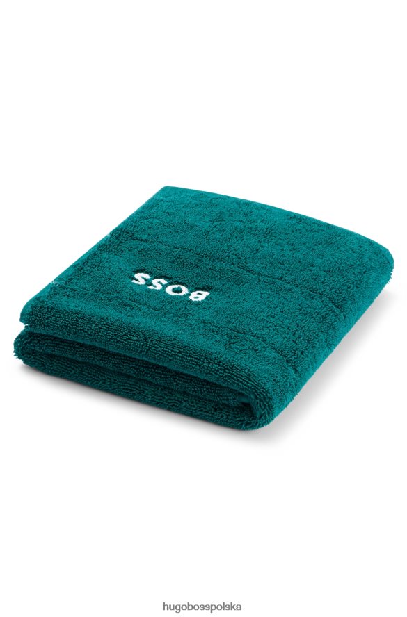Hugo Boss ciemnozielona mata łazienkowa z egipskiej bawełny z kontrastowym logo hugo ciemnozielony R0X0H65649