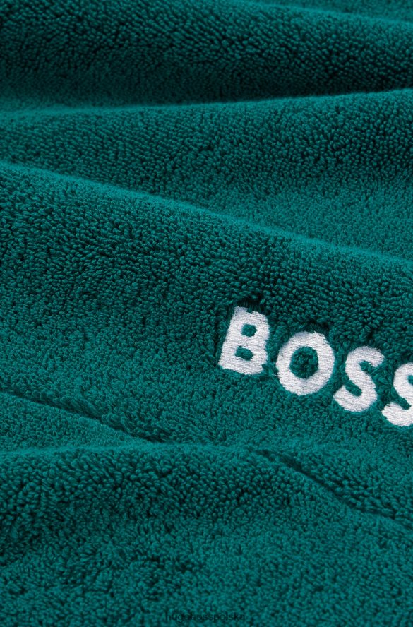 Hugo Boss ciemnozielona mata łazienkowa z egipskiej bawełny z kontrastowym logo hugo ciemnozielony R0X0H65649