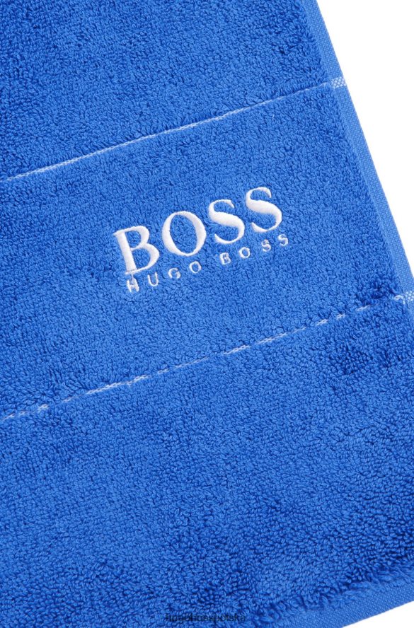 Hugo Boss niebieski ręcznik z egipskiej bawełny z kontrastowym logo hugo niebieski R0X0H65674