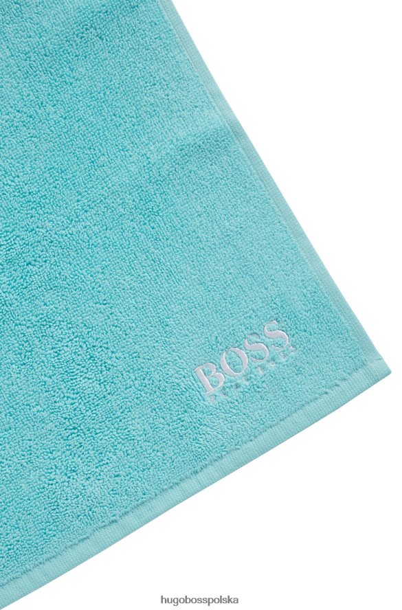 Hugo Boss turkusowa chusteczka do twarzy z egipskiej bawełny z kontrastowym logo hugo turkus R0X0H65557