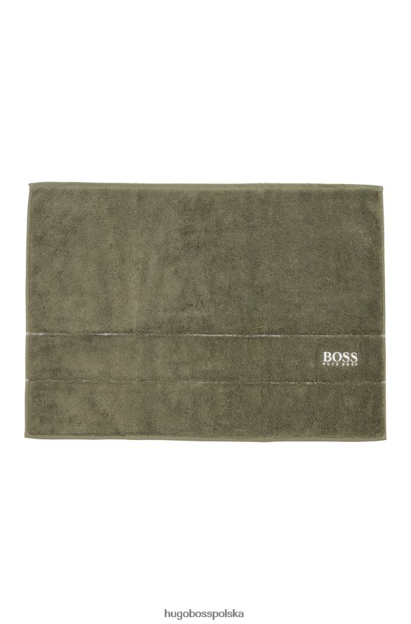Hugo Boss zielona mata łazienkowa z egipskiej bawełny z kontrastowym logo hugo ciemnozielony R0X0H65661