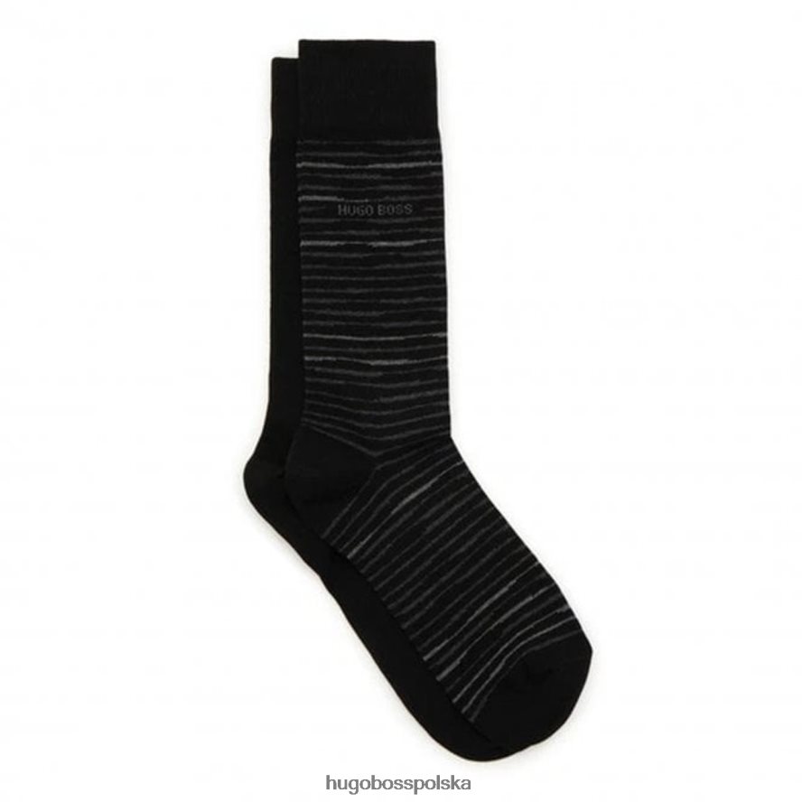Hugo Boss 2 pary skarpetek w paski 50457783 szare szary/fioletowy/czarny/granatowy R0X0H6572