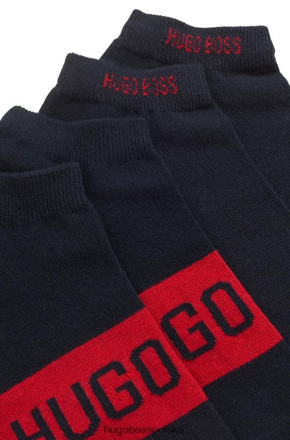 Hugo Boss 2 pary skarpetek z logo 50428744 granatowe granatowy/biały/czarny R0X0H6597