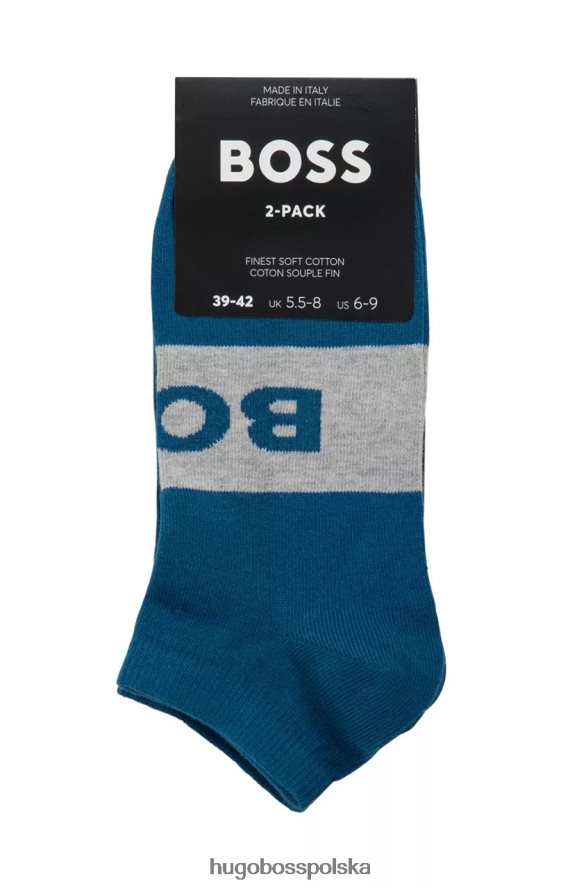 Hugo Boss 2 pary skarpetek z logo 50467747 naturalne naturalny/niebieski/dkblue/ciemnoniebieski R0X0H6545