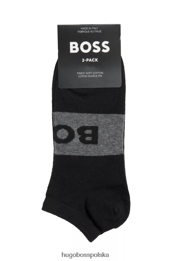 Hugo Boss 2 pary skarpetek z logo 50469720 białe biało-czarny R0X0H6512