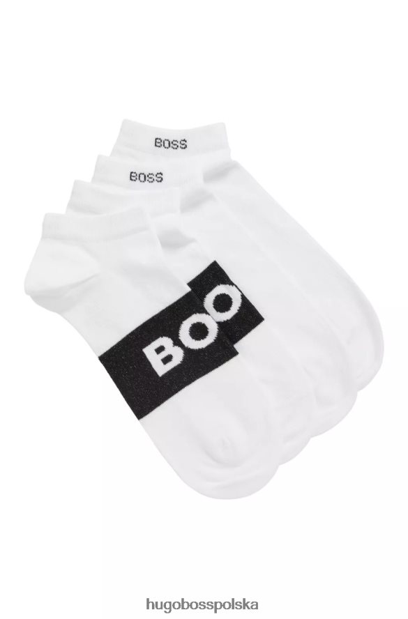 Hugo Boss 2 pary skarpetek z logo 50469720 białe biało-czarny R0X0H6512