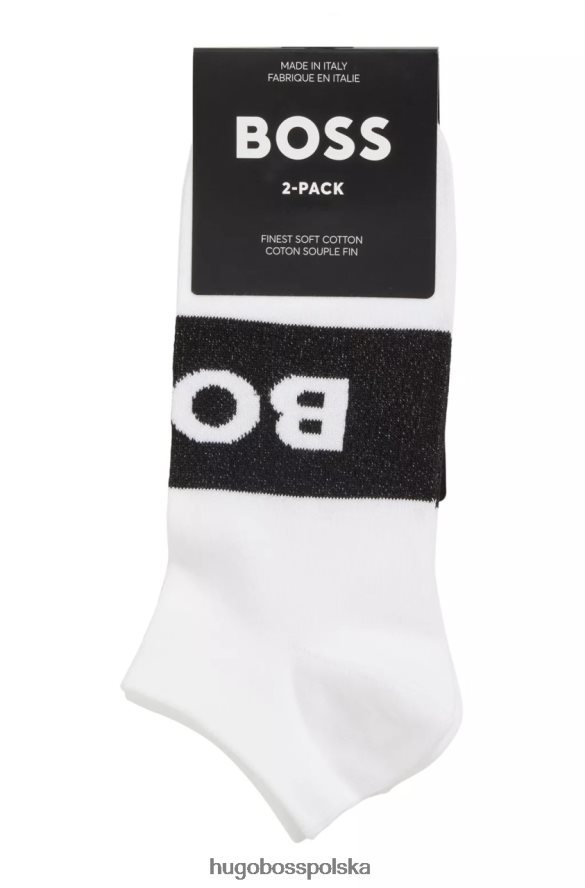 Hugo Boss 2 pary skarpetek z logo 50469720 białe biało-czarny R0X0H6512