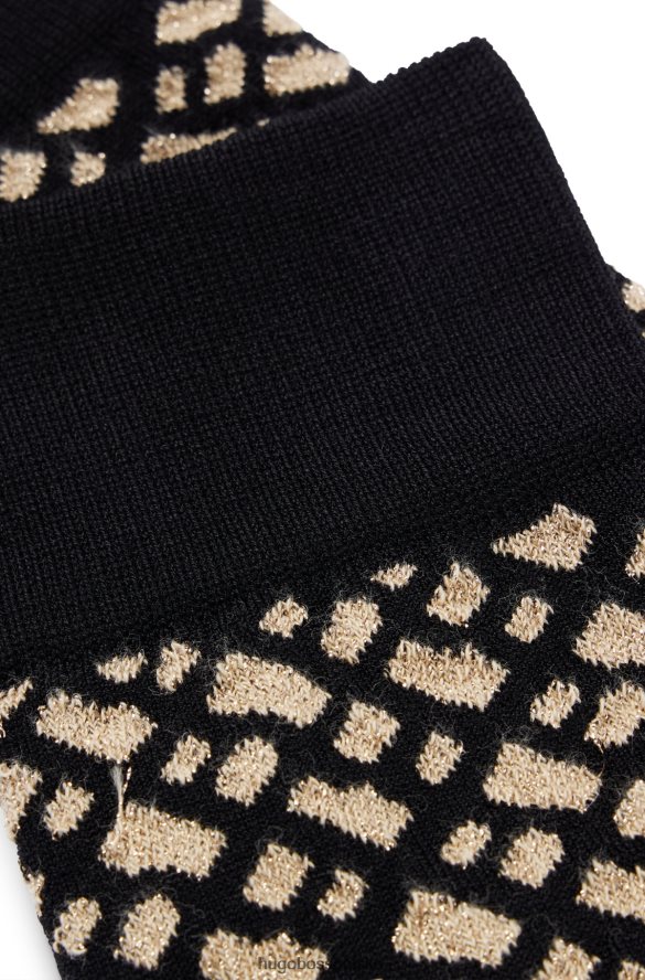 Hugo Boss Czarne skarpetki hugo o regularnej długości z błyszczącymi monogramami, wykonane z elastycznego materiału czarny R0X0H64556