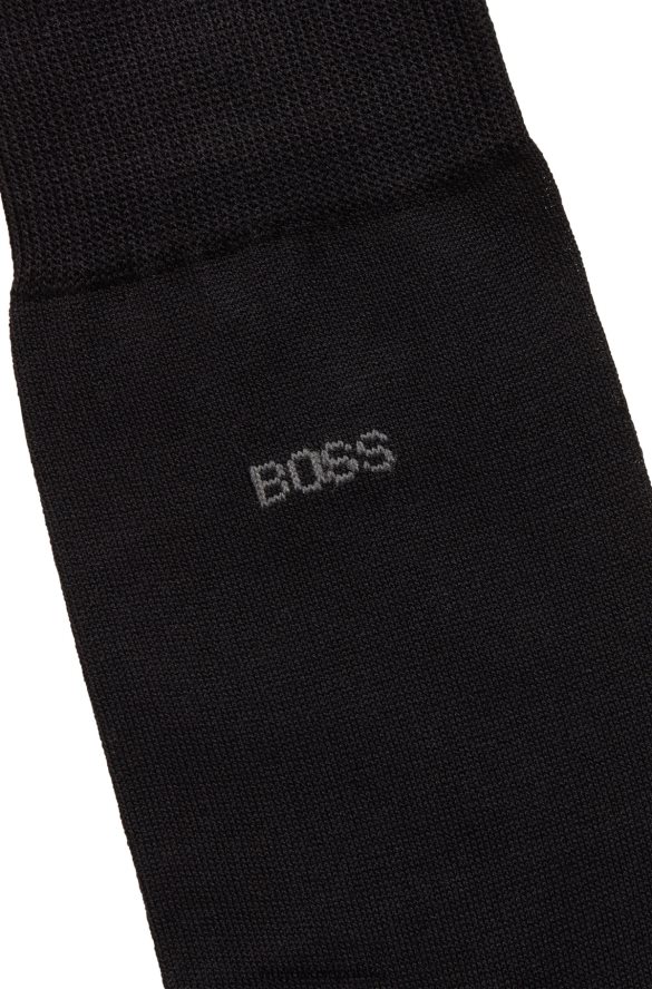 Hugo Boss Czarne skarpetki z logo Hugo o regularnej długości, wykonane z merceryzowanej egipskiej bawełny czarny R0X0H62585
