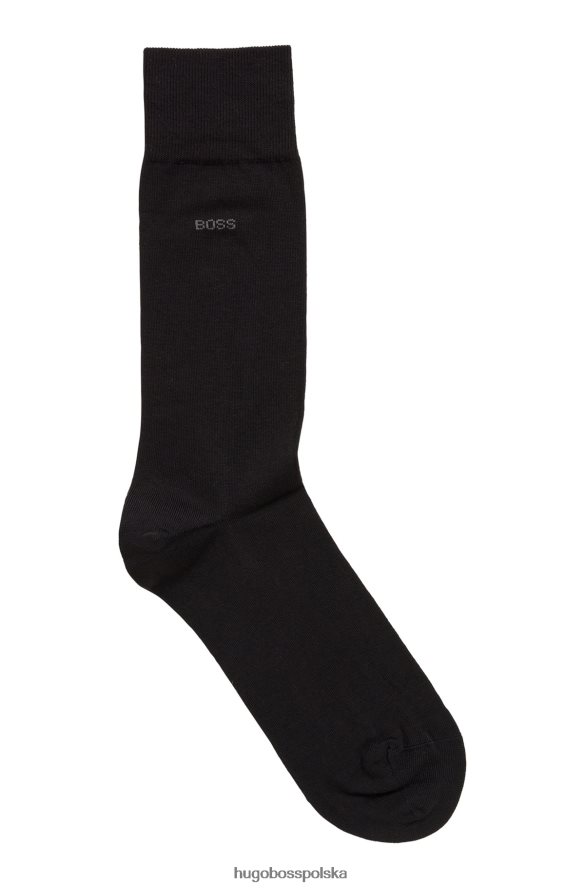 Hugo Boss Czarne skarpetki z logo Hugo o regularnej długości, z czesanej, elastycznej bawełny czarny R0X0H63811