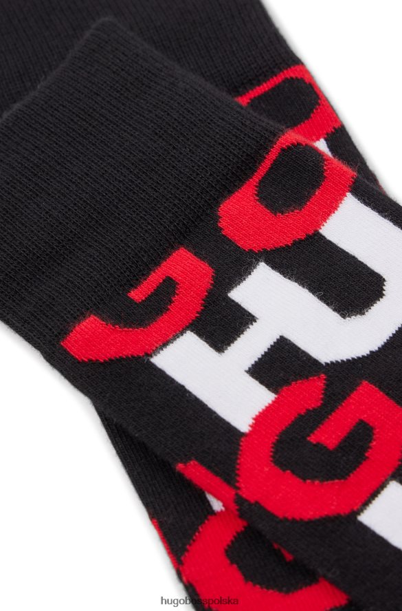Hugo Boss Czarne skarpetki z logo Hugo z mieszanki bawełny organicznej czarny R0X0H64507