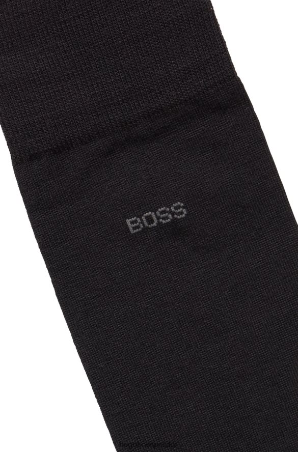 Hugo Boss Czarne skarpetki z logo o regularnej długości, z mieszanki wełny hugo czarny R0X0H63902
