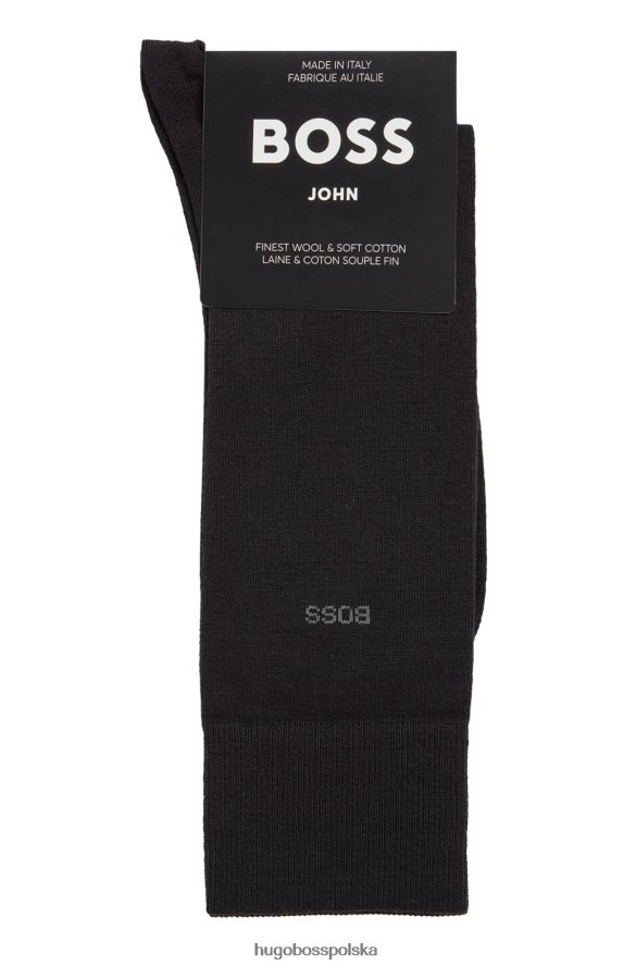 Hugo Boss Czarne skarpetki z logo o regularnej długości, z mieszanki wełny hugo czarny R0X0H63902