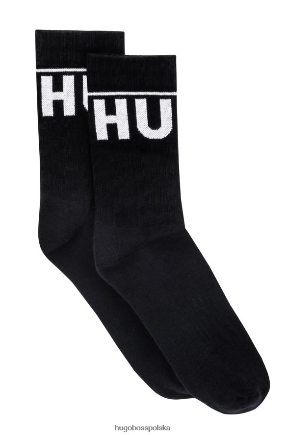 Hugo Boss Czarny dwupak krótkich skarpetek hugo z kontrastowym logo czarny R0X0H64031
