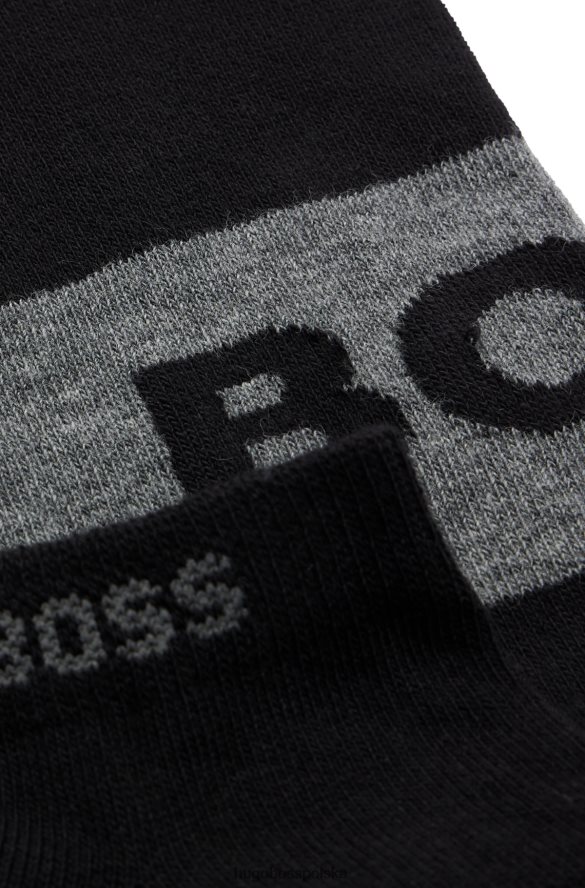 Hugo Boss Czarny hugo dwupak skarpetek do kostek z elastycznego materiału czarny R0X0H63003