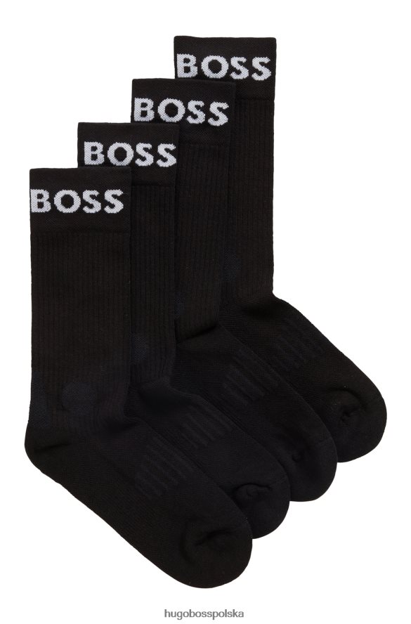 Hugo Boss Czarny hugo dwupak skarpetek ćwierćdługych z elastycznego materiału czarny R0X0H62522