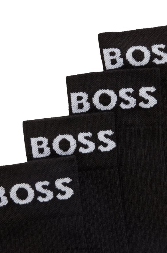 Hugo Boss Czarny hugo dwupak skarpetek ćwierćdługych z elastycznego materiału czarny R0X0H62522