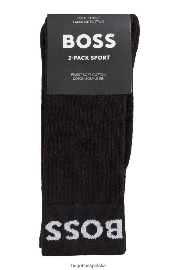 Hugo Boss Czarny hugo dwupak skarpetek ćwierćdługych z elastycznego materiału czarny R0X0H62522