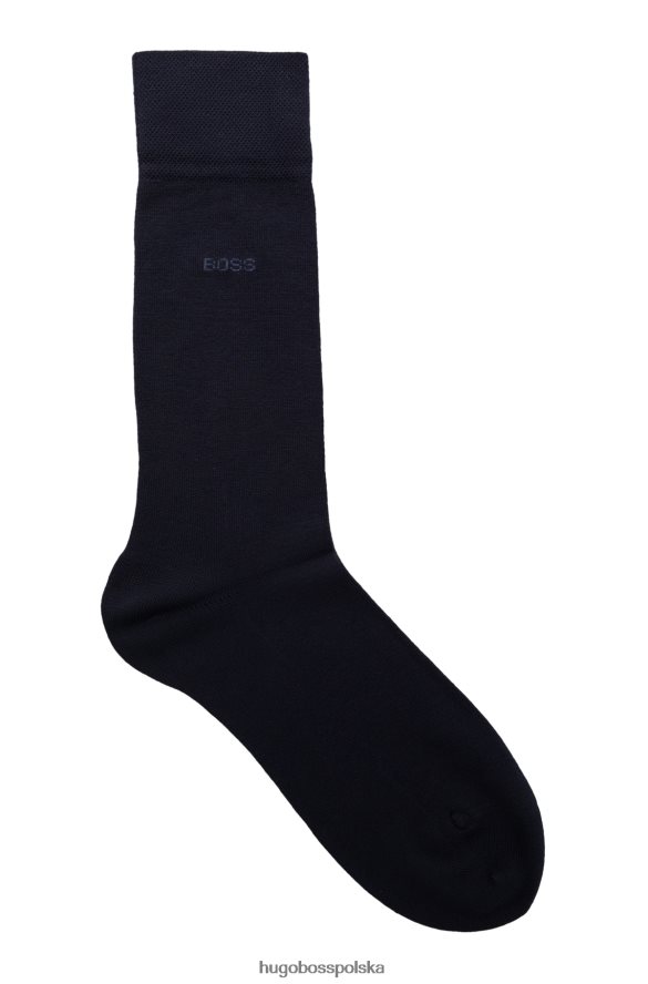 Hugo Boss Granatowe skarpetki Hugo o regularnej długości z wykończeniem antybakteryjnym ciemny niebieski R0X0H64221