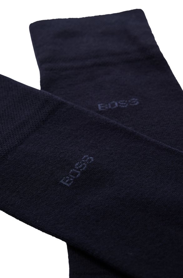 Hugo Boss Granatowe skarpetki Hugo o regularnej długości z wykończeniem antybakteryjnym ciemny niebieski R0X0H64221