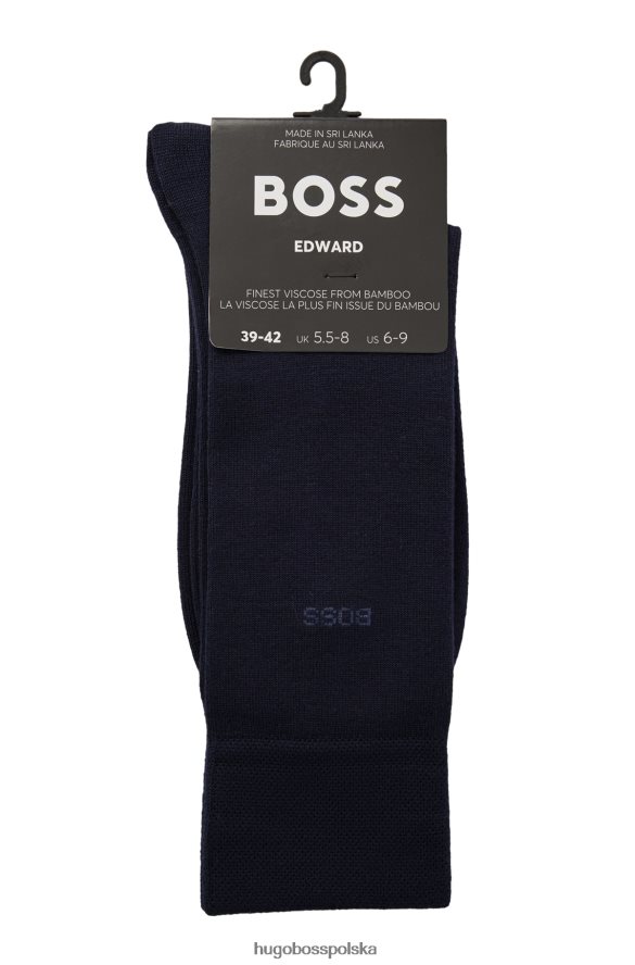Hugo Boss Granatowe skarpetki Hugo o regularnej długości z wykończeniem antybakteryjnym ciemny niebieski R0X0H64221