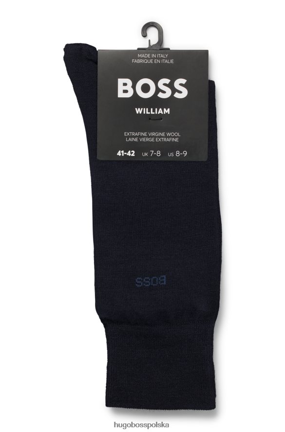 Hugo Boss Granatowe skarpetki hugo o regularnej długości z mieszanki wełny ciemny niebieski R0X0H64530