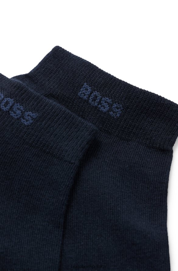 Hugo Boss Granatowy dwupak hugo skarpetek do kostek z elastycznej tkaniny ciemny niebieski R0X0H62059