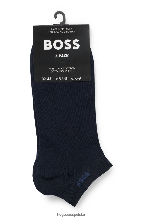 Hugo Boss Granatowy dwupak hugo skarpetek do kostek z elastycznej tkaniny ciemny niebieski R0X0H62059