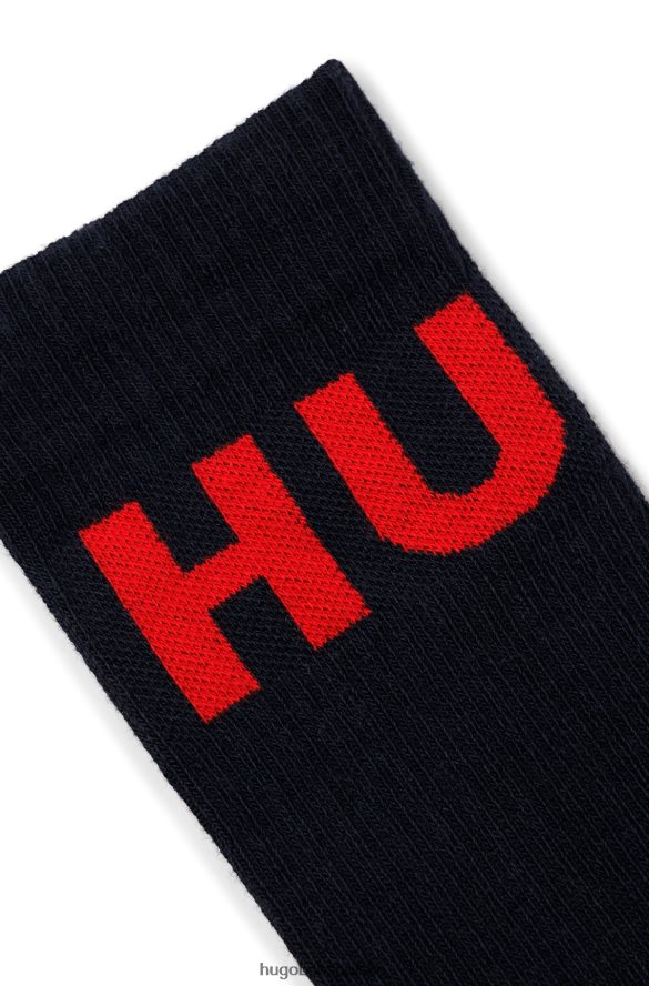 Hugo Boss Granatowy dwupak skarpetek hugo z mieszanki bawełny ciemny niebieski R0X0H63308