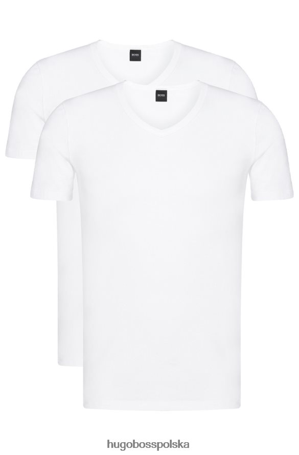 Hugo Boss Koszulka z dekoltem w kształcie litery V, 2 sztuki – 50325408 biała biało-czarny R0X0H6336