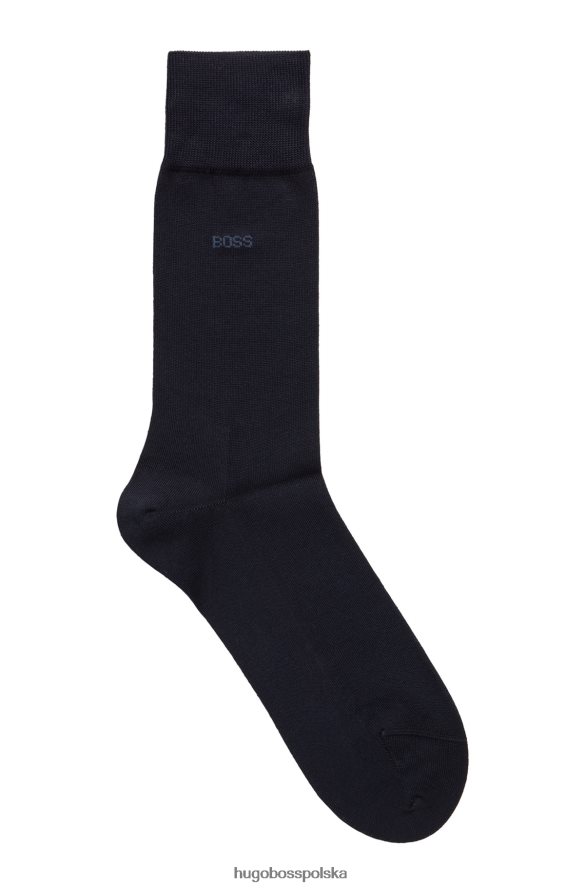 Hugo Boss Skarpetki hugo o regularnej długości z logo, wykonane z merceryzowanej egipskiej bawełny w kolorze ciemnoniebieskim ciemny niebieski R0X0H62581