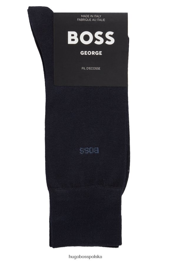 Hugo Boss Skarpetki hugo o regularnej długości z logo, wykonane z merceryzowanej egipskiej bawełny w kolorze ciemnoniebieskim ciemny niebieski R0X0H62581