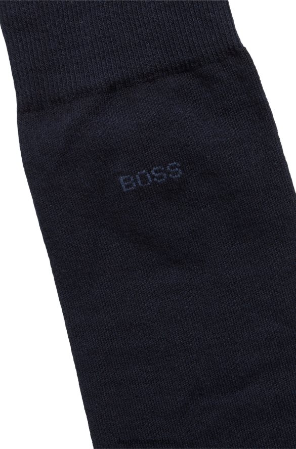Hugo Boss Skarpetki z logo o regularnej długości, wykonane z czesanej, elastycznej bawełny w kolorze ciemnoniebieskim hugo ciemny niebieski R0X0H63808