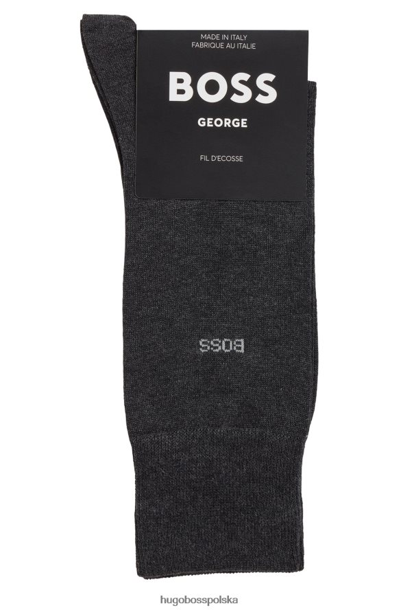 Hugo Boss Skarpetki z logo o regularnej długości, wykonane z merceryzowanej egipskiej bawełny hugo w kolorze ciemnoszarym ciemno szary R0X0H62584