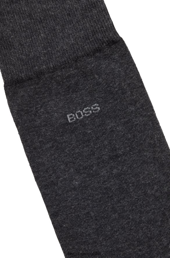 Hugo Boss Skarpety z logo o regularnej długości, wykonane z czesanej, elastycznej bawełny hugo w kolorze ciemnoszarym ciemno szary R0X0H63810