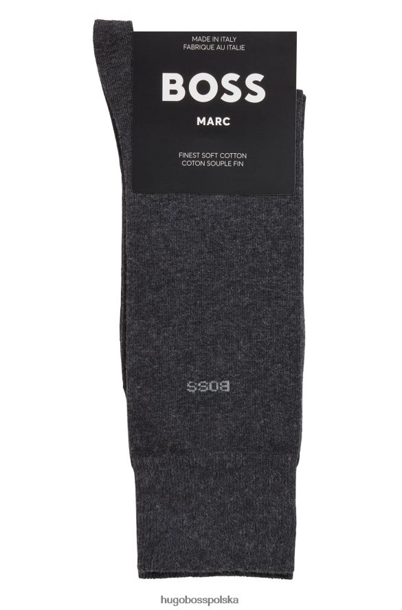 Hugo Boss Skarpety z logo o regularnej długości, wykonane z czesanej, elastycznej bawełny hugo w kolorze ciemnoszarym ciemno szary R0X0H63810