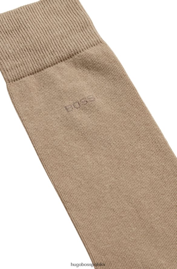 Hugo Boss beżowy dwupak skarpetek o regularnej długości z elastycznej tkaniny hugo beżowy R0X0H61546