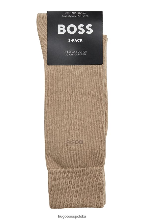 Hugo Boss beżowy dwupak skarpetek o regularnej długości z elastycznej tkaniny hugo beżowy R0X0H61546