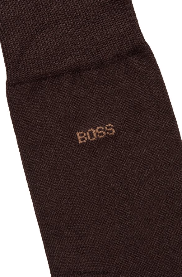 Hugo Boss ciemnobrązowe skarpetki z logo o regularnej długości, wykonane z merceryzowanej egipskiej bawełny hugo ciemny brąz R0X0H62583
