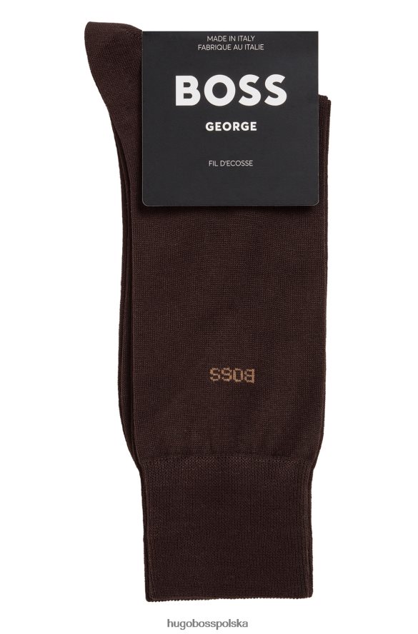Hugo Boss ciemnobrązowe skarpetki z logo o regularnej długości, wykonane z merceryzowanej egipskiej bawełny hugo ciemny brąz R0X0H62583