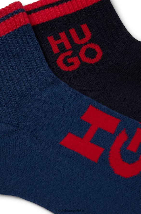 Hugo Boss ciemnoniebieski dwupak skarpetek z mieszanki bawełny z kontrastowym logo hugo ciemny niebieski R0X0H62829