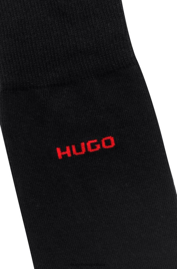 Hugo Boss czarny dwupak skarpetek o regularnej długości z elastycznej tkaniny hugo czarny R0X0H62963