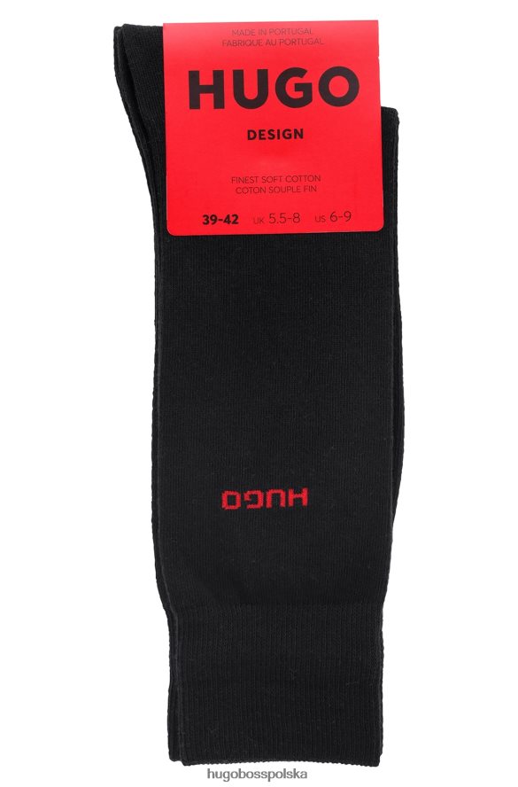 Hugo Boss czarny dwupak skarpetek o regularnej długości z elastycznej tkaniny hugo czarny R0X0H62963