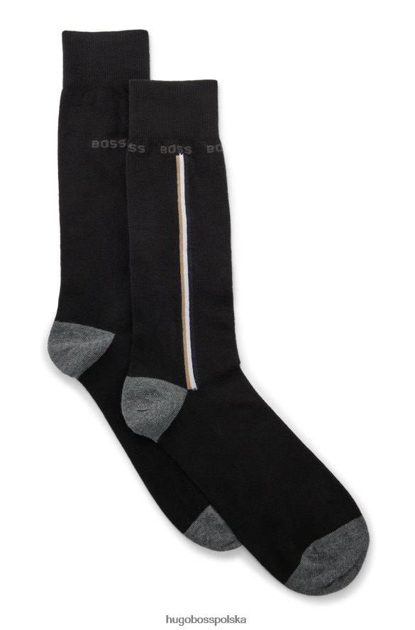 Hugo Boss czarny hugo dwupak skarpetek o regularnej długości z mieszanki bawełny organicznej czarny R0X0H63157