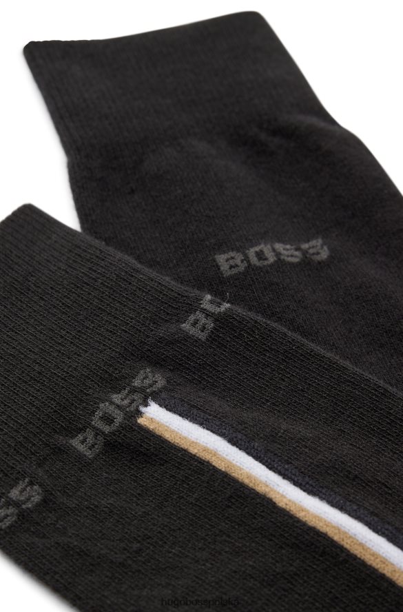 Hugo Boss czarny hugo dwupak skarpetek o regularnej długości z mieszanki bawełny organicznej czarny R0X0H63157