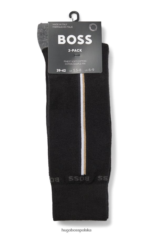 Hugo Boss czarny hugo dwupak skarpetek o regularnej długości z mieszanki bawełny organicznej czarny R0X0H63157