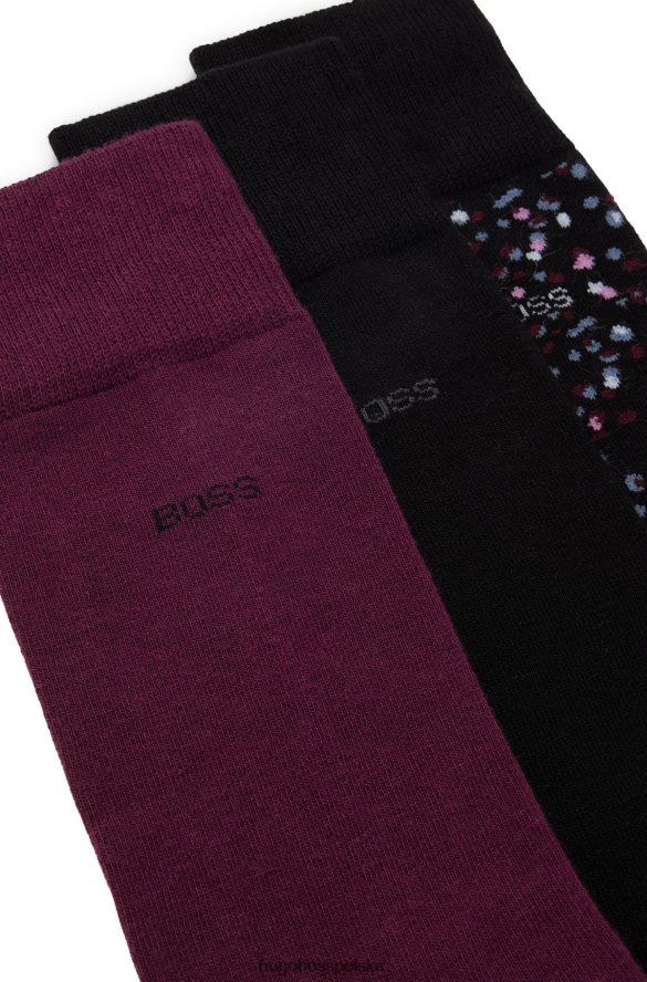 Hugo Boss czarny trójpak skarpetek z mieszanki bawełny hugo czarny R0X0H63007