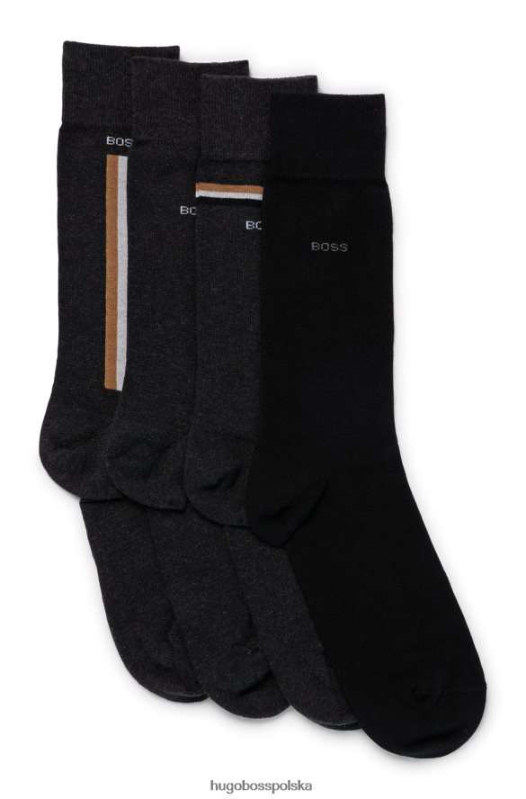 Hugo Boss czteropak skarpetek o regularnej długości w kolorze ciemnoszarym hugo ciemno szary R0X0H62731